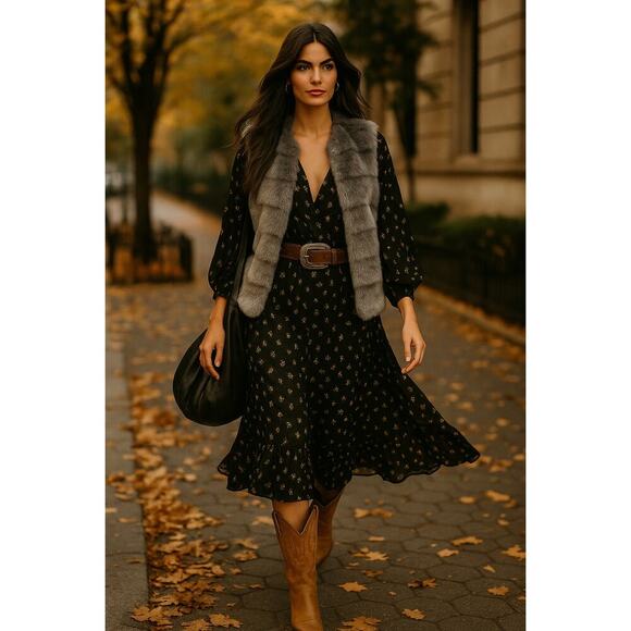 JOIE Sterling Faux Fur Vest XS Cottagecore Boho Dreamy Soft Fall Layering Piece - Picture 4 of 11